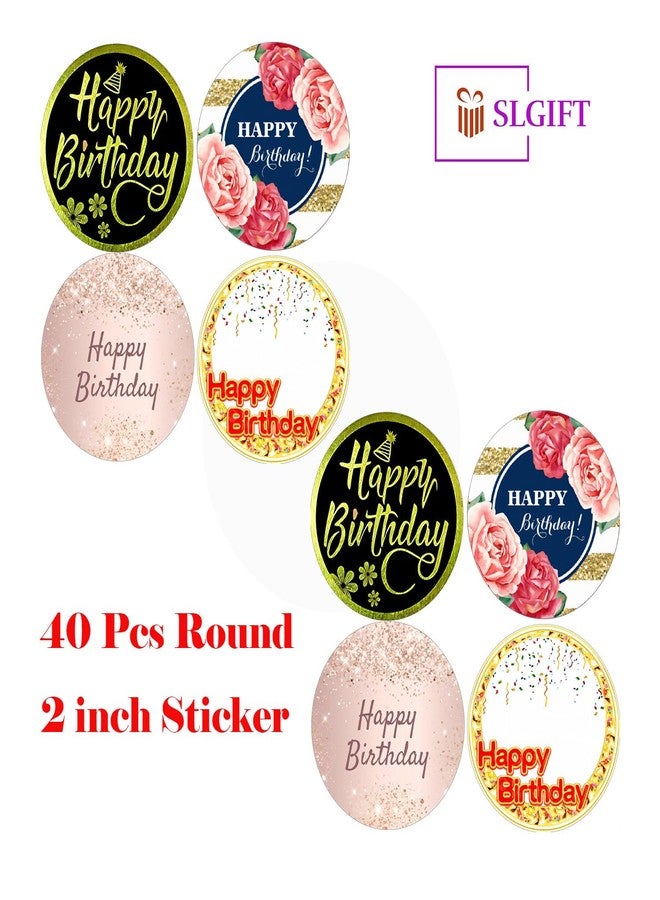 SLGIFT Vinyl Happy Birthday Theme Sticker, Self-Adhesive Vinyl Stickers, 40 Pieces, 2 x 2 Inches Round Sticker, 4 Unique Designs, R192 - Image 4